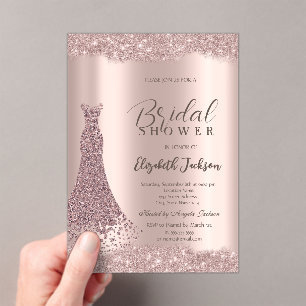 Sparkle Frame Rose Gold Dress Bridal Shower  Acrylic Invitations