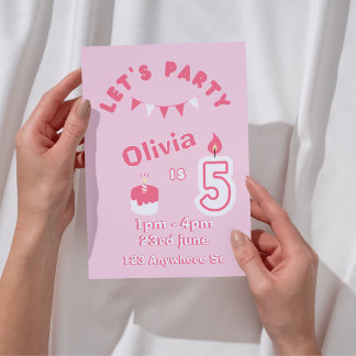 Sparkle & Fun 5th Birthday Invitation