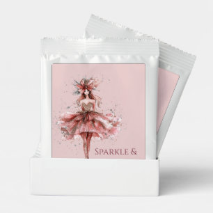 Sparkle Girl in Pink Rose Gold Dress Hot Chocolate Drink Mix
