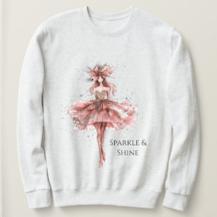 Sparkle Girl in Pink Rose Gold Dress Sweatshirt