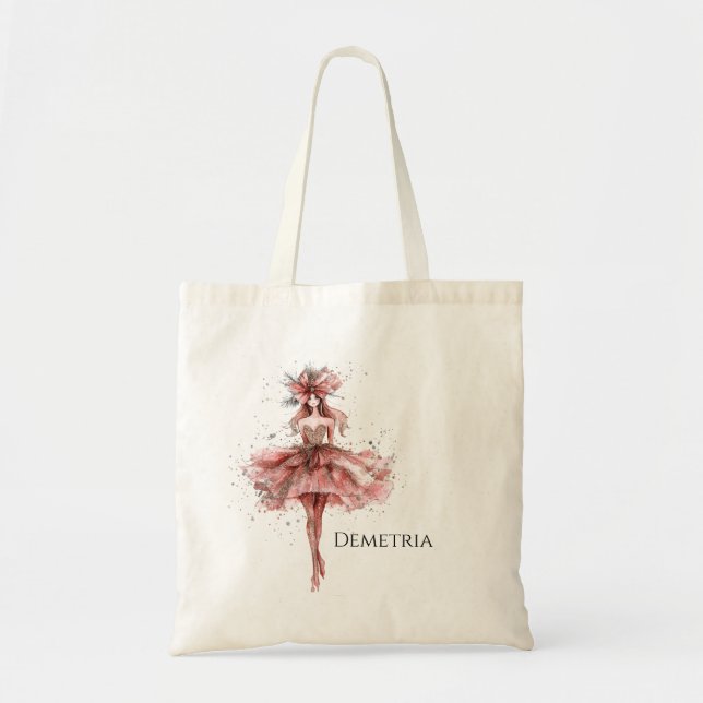 Sparkle Girl in Pink Rose Gold Dress Tote Bag (Front)