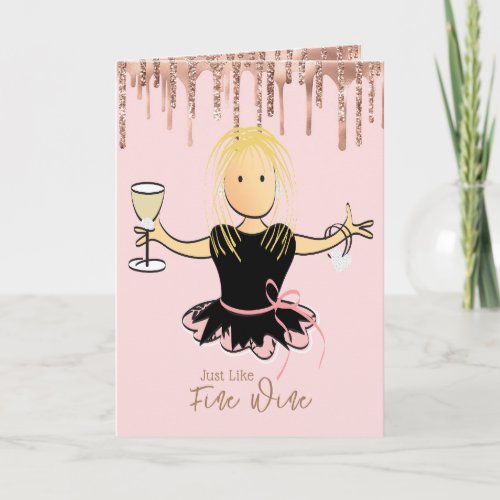Sparkle Girlie Wine Glitter Birthday Card for Her