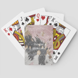 Sparkle Girly Pink Black Gold Cowgirl Cowhide Poker Cards