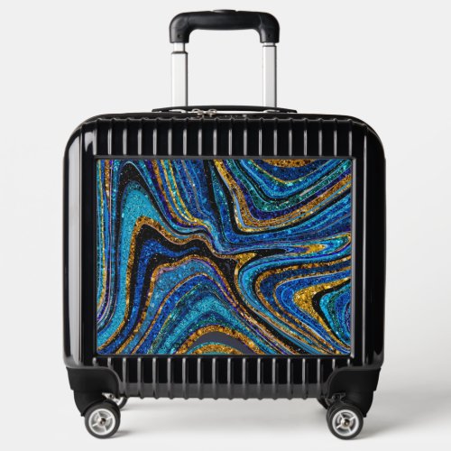 Sparkle Glam Glitter girly marble art blue Luggage