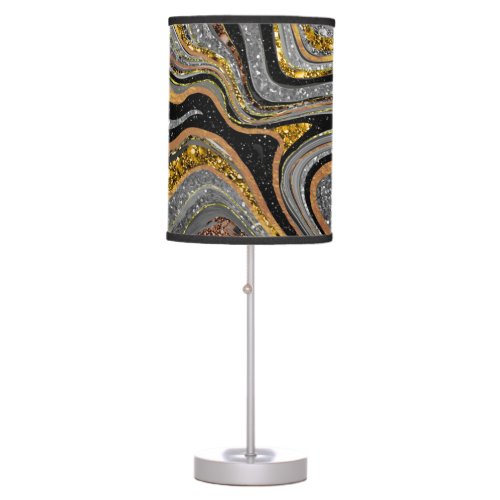 Sparkle Glam Glitter girly marble art grey gold Table Lamp