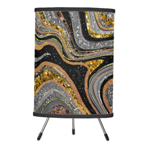 Sparkle Glam Glitter girly marble art grey gold Tripod Lamp