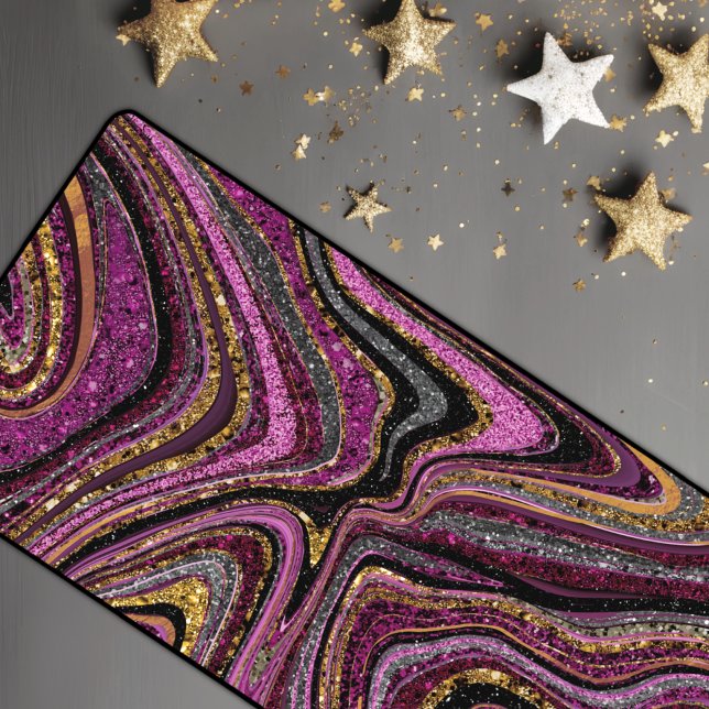 Sparkle Glam Glitter girly marble art pink Desk Mat (Creator Uploaded)