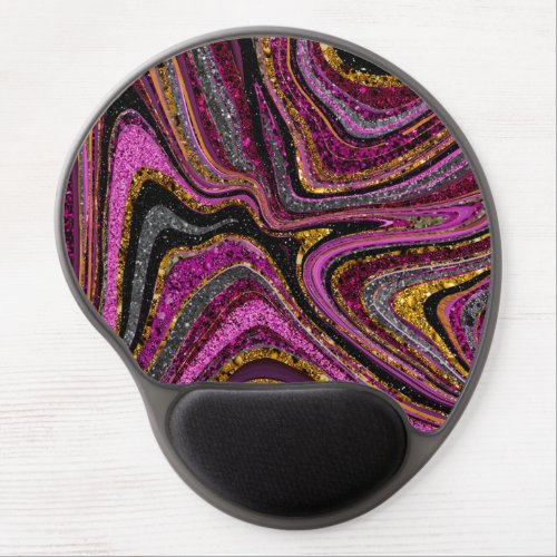 Sparkle Glam Glitter girly marble art pink Gel Mouse Pad