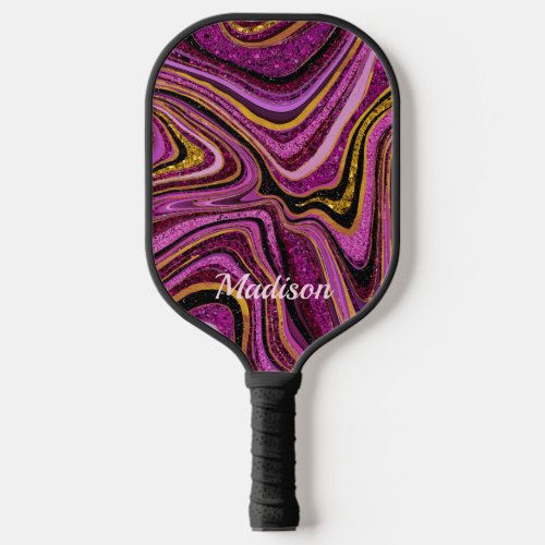 Sparkle Glam Glitter girly marble art pink Pickleball Paddle