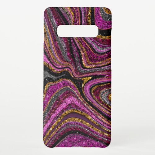 Sparkle Glam Glitter girly marble art pink Samsung Galaxy S10 Case