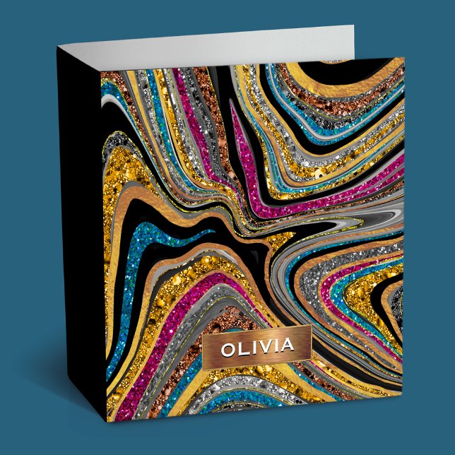 Sparkle Glam glittery girly marble art 3 Ring Binder (Creator Uploaded)