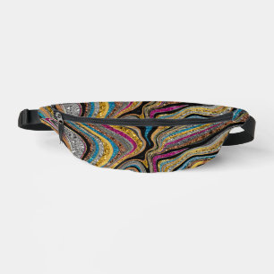 Sparkle Glam glittery girly marble art Printed Fanny Pack