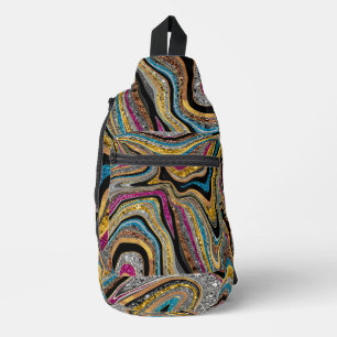 Sparkle Glam glittery girly marble art Printed Sling Bag