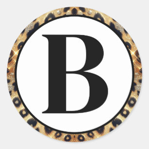 Sparkle Glam Gold Black Leopard Cheetah Print Classic Round Sticker