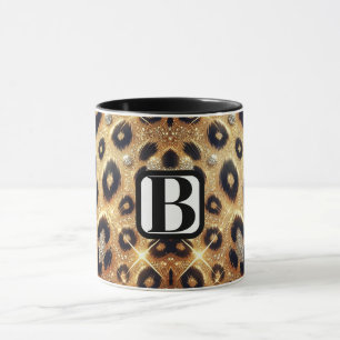 Sparkle Glam Gold Black Leopard Cheetah Print  Mug