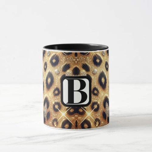 Sparkle Glam Gold Black Leopard Cheetah Print  Mug