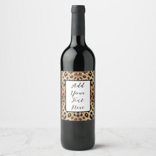 Sparkle Glam Gold Black Leopard Cheetah Print  Wine Label