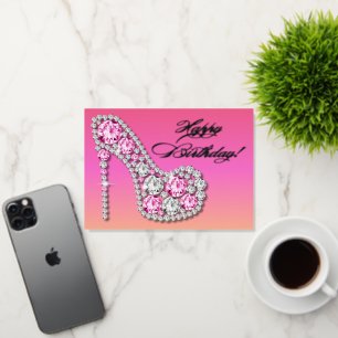 Sparkle Glam Stiletto Birthday Foil Greeting Card
