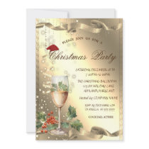 Sparkle,Glass,Holly Berry Corporate Christmas  Invitation