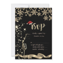 Sparkle,Glass,Snowflakes Christmas RSVP Invitation