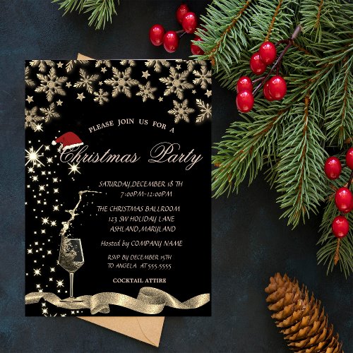 SparkleGlassSnowflakes Corporate Christmas Party Invitation