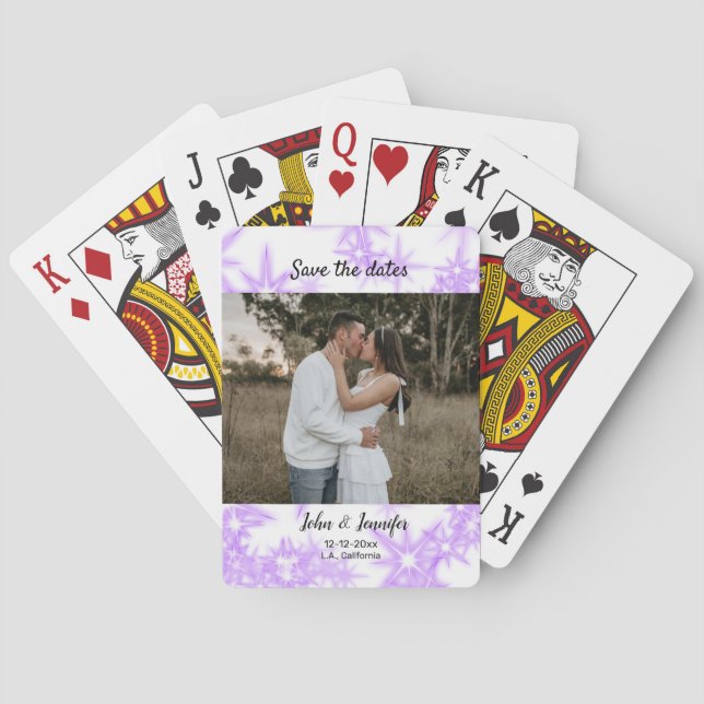sparkle glitter add your photo name text date invi poker cards (Back)