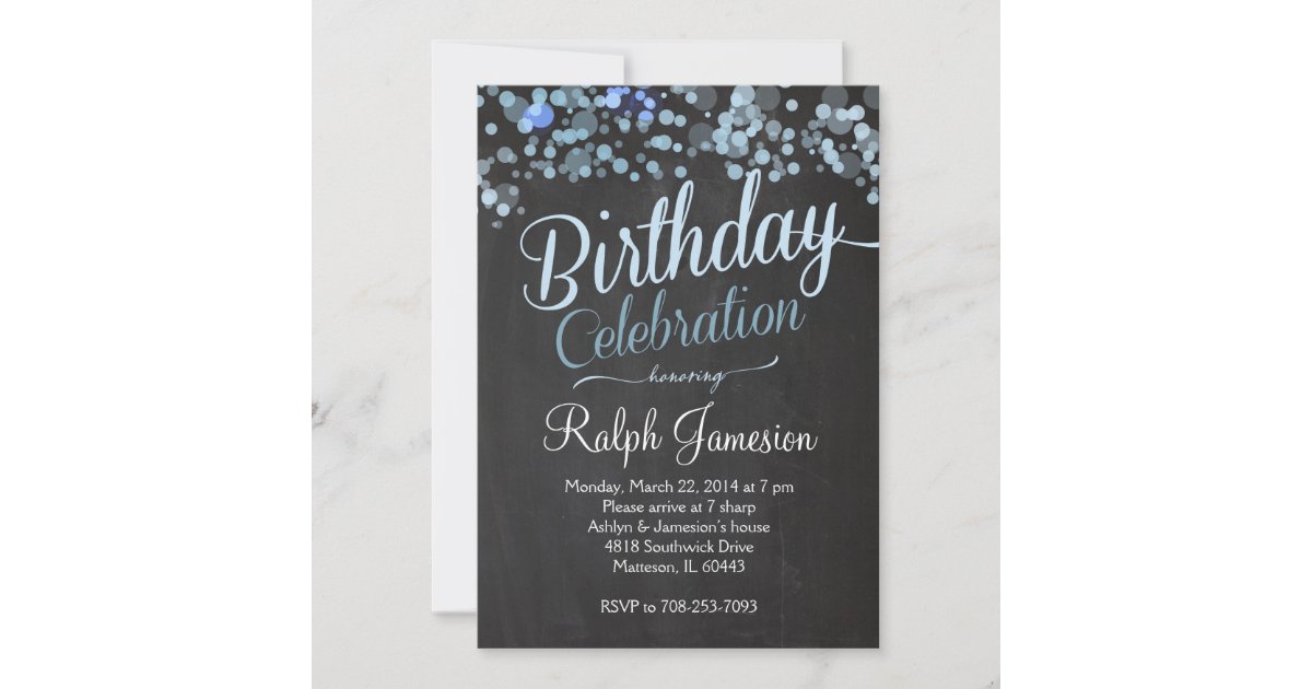 Sparkle Glitter Blue Birthday Invitation Zazzle