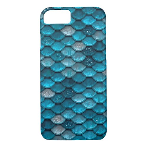 Sparkle Glitter Blue Teal Aqua Mermaid Scales iPhone 87 Case