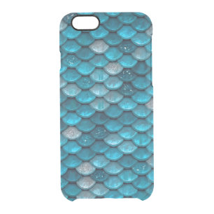 Sparkle Glitter Blue Teal Aqua Mermaid Scales Clear iPhone 6/6S Case
