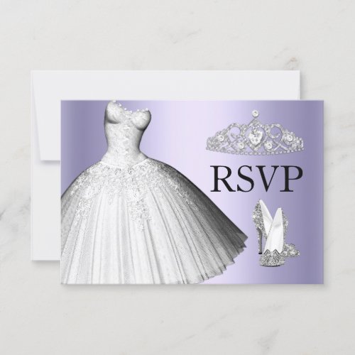 Sparkle Glitter Dress  Heels Quinceanera RSVP Invitation