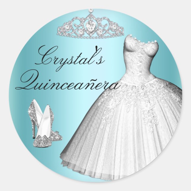 Sparkle Glitter Dress & Heels Quinceanera Sticker (Front)