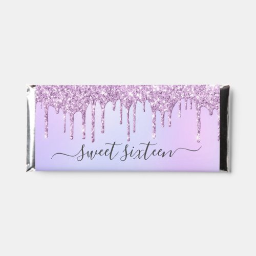 Sparkle Glitter Drip Purple Sweet 16 Personalized Hershey Bar Favors