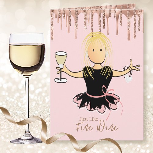 Sparkle Glitter Elegant Fun Girlie Wine Birthday  Card