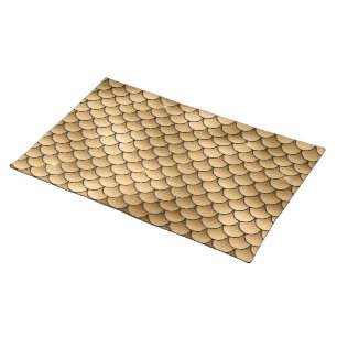 Sparkle Glitter Golden Bronze Fish Scale Mermaid Cloth Placemat