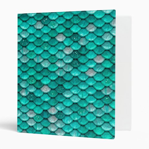 Sparkle Glitter Green Aqua Mermaid Scales Binder