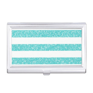 Sparkle Glitter Look Stripes Business Card Holder
