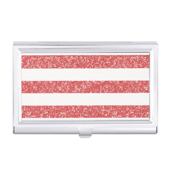 Sparkle Glitter Look Stripes Business Card Holder (Front)