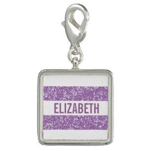 Sparkle Glitter Look Stripes Charm