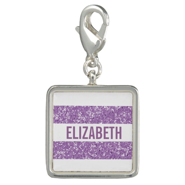 Sparkle Glitter Look Stripes Charm (Front)