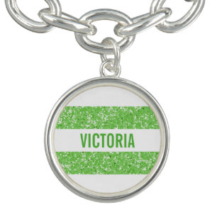 Sparkle Glitter Look Stripes Charm Bracelet