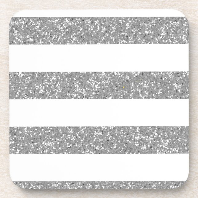 Sparkle Glitter Look Stripes Coasters (Front)