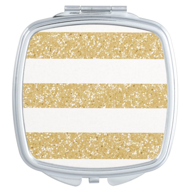 Sparkle Glitter Look Stripes Compact Mirror (Front)