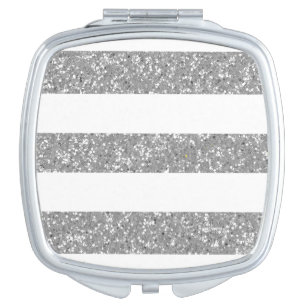 Sparkle Glitter Look Stripes Compact Mirror