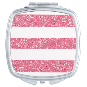Sparkle Glitter Look Stripes Compact Mirror