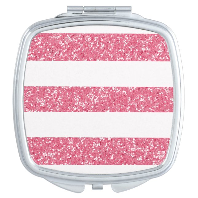 Sparkle Glitter Look Stripes Compact Mirror (Front)