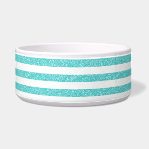 Sparkle Glitter Look Stripes Dog Bowl