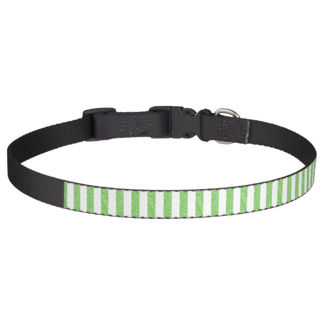 Sparkle Glitter Look Stripes Dog Collar (Front)