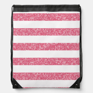 Sparkle Glitter Look Stripes Drawstring Backpack