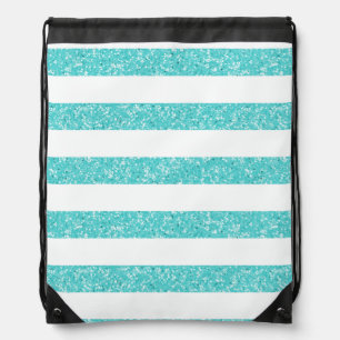 Sparkle Glitter Look Stripes Drawstring Backpack