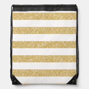 Sparkle Glitter Look Stripes Drawstring Backpack